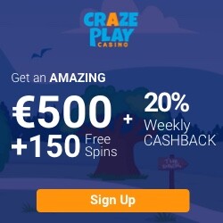 Craze Play Casino review, free spins, no deposit bonus, welcome bonus, casino bonus