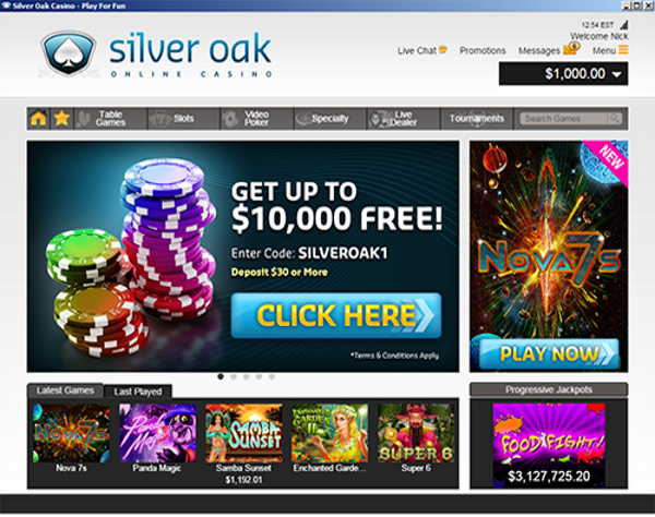 Silver-Oak-Casino-Lobby, silveroak-casino-free-chips, silver-oak-casino-bonus-codes, Silver Oak Casino Review, welcome bonus, free spins, no deposit bonus, free casino, casino bonus